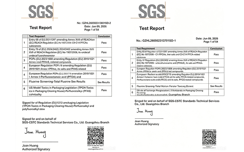 การเคลือบผง Yatu ผ่านการทดสอบการปฏิบัติตาม SGS PFAS